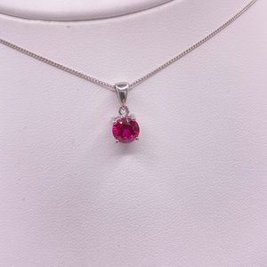 Lab Ruby Pendant; 925 Sterling Silver